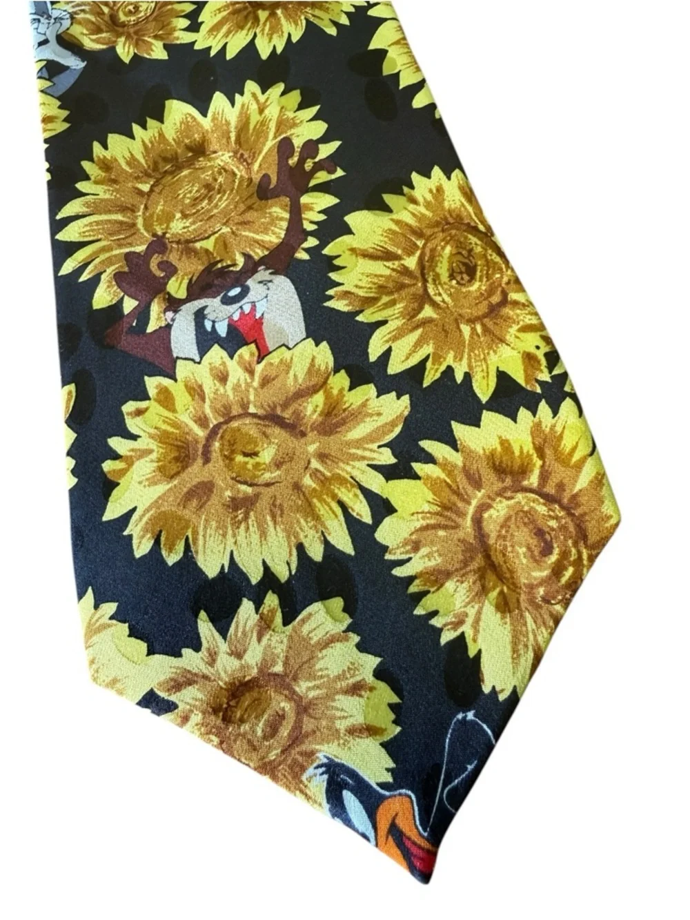 Men's Navy Tie with Yellow Sunflower Print